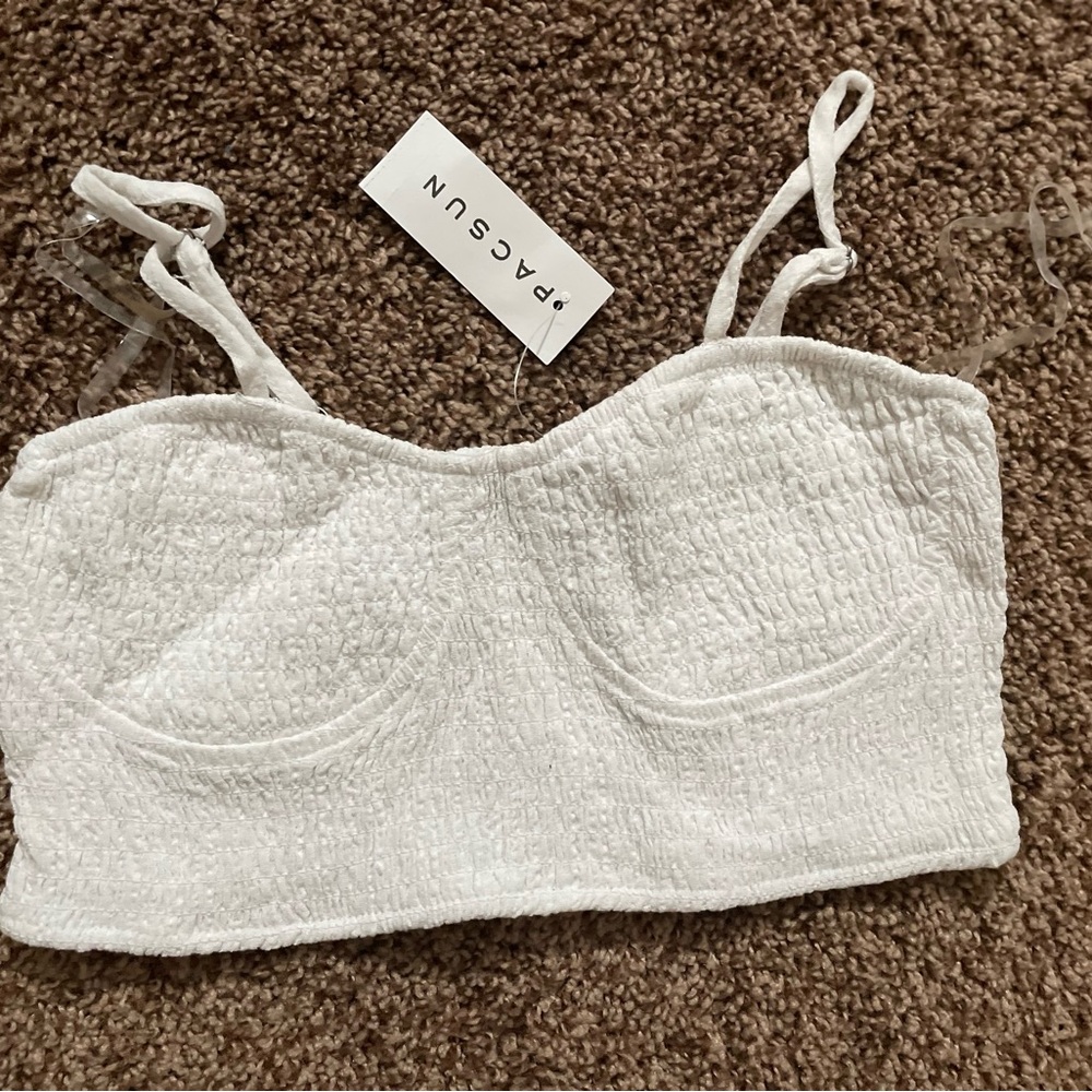 PacSun White Textured Crop Top
